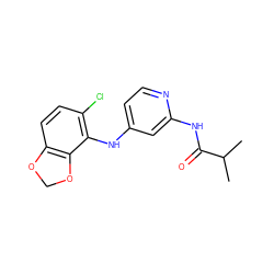 CC(C)C(=O)Nc1cc(Nc2c(Cl)ccc3c2OCO3)ccn1 ZINC000653889563
