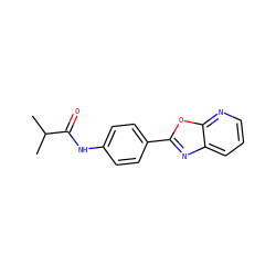 CC(C)C(=O)Nc1ccc(-c2nc3cccnc3o2)cc1 ZINC000000452718
