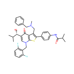 CC(C)C(=O)Nc1ccc(-c2sc3c(c2CN(C)Cc2ccccc2)c(=O)c([C@@H](O)C(C)C)cn3Cc2c(F)cccc2F)cc1 ZINC000049778146