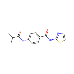 CC(C)C(=O)Nc1ccc(C(=O)Nc2nccs2)cc1 ZINC000000380686
