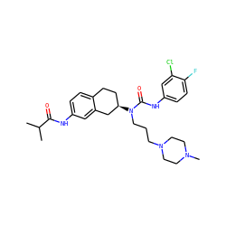 CC(C)C(=O)Nc1ccc2c(c1)C[C@H](N(CCCN1CCN(C)CC1)C(=O)Nc1ccc(F)c(Cl)c1)CC2 ZINC000036351892