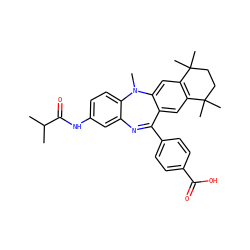 CC(C)C(=O)Nc1ccc2c(c1)N=C(c1ccc(C(=O)O)cc1)c1cc3c(cc1N2C)C(C)(C)CCC3(C)C ZINC000028824044