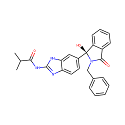 CC(C)C(=O)Nc1nc2ccc([C@]3(O)c4ccccc4C(=O)N3Cc3ccccc3)cc2[nH]1 ZINC000116258283