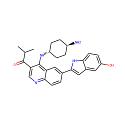 CC(C)C(=O)c1cnc2ccc(-c3cc4cc(O)ccc4[nH]3)cc2c1N[C@H]1CC[C@H](N)CC1 ZINC000473215374