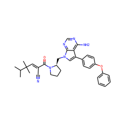 CC(C)C(C)(C)/C=C(\C#N)C(=O)N1CCC[C@@H]1Cn1cc(-c2ccc(Oc3ccccc3)cc2)c2c(N)ncnc21 ZINC001772637730