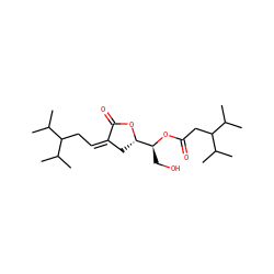 CC(C)C(C/C=C1/C[C@@H]([C@H](CO)OC(=O)CC(C(C)C)C(C)C)OC1=O)C(C)C ZINC000013812918