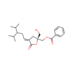 CC(C)C(C/C=C1\C[C@](CO)(COC(=O)c2ccccc2)OC1=O)C(C)C ZINC000001655264