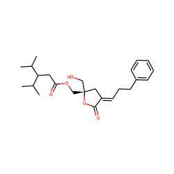 CC(C)C(CC(=O)OC[C@@]1(CO)C/C(=C\CCc2ccccc2)C(=O)O1)C(C)C ZINC000013704202