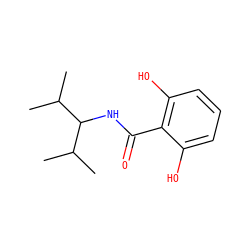 CC(C)C(NC(=O)c1c(O)cccc1O)C(C)C ZINC000147083374