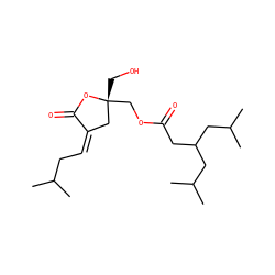 CC(C)C/C=C1/C[C@@](CO)(COC(=O)CC(CC(C)C)CC(C)C)OC1=O ZINC000028704348