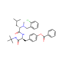 CC(C)C[C@@H](C(=O)N[C@@H](Cc1ccc(OC(=O)c2ccccc2)cc1)C(=O)NC(C)(C)C)N(C)Cc1ccccc1Cl ZINC000026274066