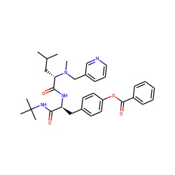 CC(C)C[C@@H](C(=O)N[C@@H](Cc1ccc(OC(=O)c2ccccc2)cc1)C(=O)NC(C)(C)C)N(C)Cc1cccnc1 ZINC000026250564