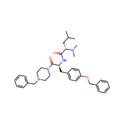 CC(C)C[C@@H](C(=O)N[C@@H](Cc1ccc(OCc2ccccc2)cc1)C(=O)N1CCN(Cc2ccccc2)CC1)N(C)C ZINC000029481503