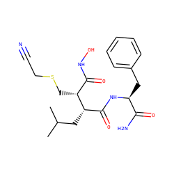 CC(C)C[C@@H](C(=O)N[C@@H](Cc1ccccc1)C(N)=O)[C@H](CSCC#N)C(=O)NO ZINC000027087993