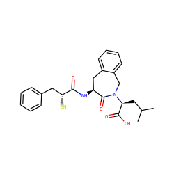 CC(C)C[C@@H](C(=O)O)N1Cc2ccccc2C[C@H](NC(=O)[C@H](S)Cc2ccccc2)C1=O ZINC000028021989