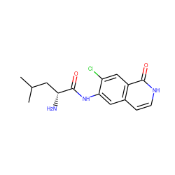CC(C)C[C@@H](N)C(=O)Nc1cc2cc[nH]c(=O)c2cc1Cl ZINC000058575577