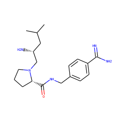 CC(C)C[C@@H](N)CN1CCC[C@H]1C(=O)NCc1ccc(C(=N)N)cc1 ZINC000299853500