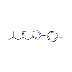 CC(C)C[C@@H](N)Cc1nc(-c2ccc(Cl)cc2)no1 ZINC000132139089