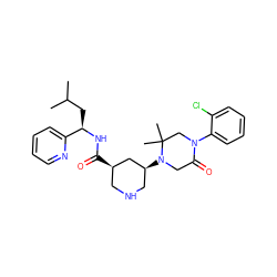 CC(C)C[C@@H](NC(=O)[C@@H]1CNC[C@H](N2CC(=O)N(c3ccccc3Cl)CC2(C)C)C1)c1ccccn1 ZINC000096283056