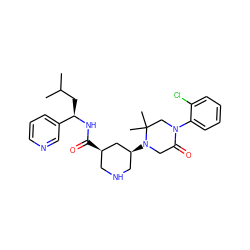 CC(C)C[C@@H](NC(=O)[C@@H]1CNC[C@H](N2CC(=O)N(c3ccccc3Cl)CC2(C)C)C1)c1cccnc1 ZINC000095562185