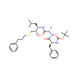 CC(C)C[C@@H](NC(=O)[C@H](C)NC(=O)[C@H](Cc1ccccc1)NC(=O)OC(C)(C)C)[C@H](O)CSCCCc1ccccc1 ZINC000029336992