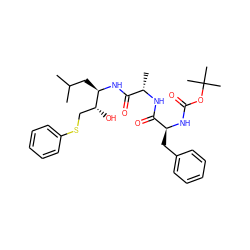 CC(C)C[C@@H](NC(=O)[C@H](C)NC(=O)[C@H](Cc1ccccc1)NC(=O)OC(C)(C)C)[C@H](O)CSc1ccccc1 ZINC000029342968