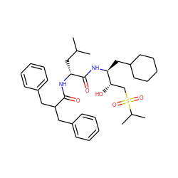 CC(C)C[C@@H](NC(=O)C(Cc1ccccc1)Cc1ccccc1)C(=O)N[C@@H](CC1CCCCC1)[C@@H](O)CS(=O)(=O)C(C)C ZINC000026270004