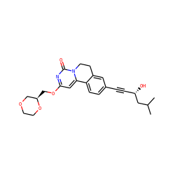 CC(C)C[C@@H](O)C#Cc1ccc2c(c1)CCn1c-2cc(OC[C@@H]2COCCO2)nc1=O ZINC000143049283
