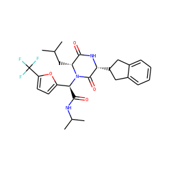 CC(C)C[C@@H]1C(=O)N[C@H](C2Cc3ccccc3C2)C(=O)N1[C@@H](C(=O)NC(C)C)c1ccc(C(F)(F)F)o1 ZINC000029130282