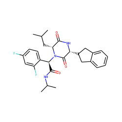 CC(C)C[C@@H]1C(=O)N[C@H](C2Cc3ccccc3C2)C(=O)N1[C@@H](C(=O)NC(C)C)c1ccc(F)cc1F ZINC000013674914