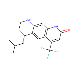 CC(C)C[C@@H]1CCNc2cc3[nH]c(=O)cc(C(F)(F)F)c3cc21 ZINC000028762942