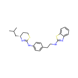 CC(C)C[C@@H]1CCSC(Nc2ccc(CCNc3nc4ccccc4s3)cc2)=N1 ZINC000038216332