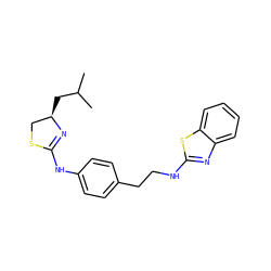 CC(C)C[C@@H]1CSC(Nc2ccc(CCNc3nc4ccccc4s3)cc2)=N1 ZINC000049049440
