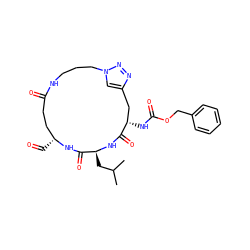 CC(C)C[C@@H]1NC(=O)[C@@H](NC(=O)OCc2ccccc2)Cc2cn(nn2)CCCNC(=O)CC[C@@H](C=O)NC1=O ZINC000096272407