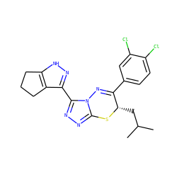 CC(C)C[C@@H]1Sc2nnc(-c3n[nH]c4c3CCC4)n2N=C1c1ccc(Cl)c(Cl)c1 ZINC000653830236