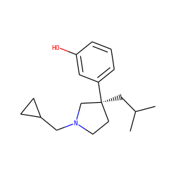 CC(C)C[C@]1(c2cccc(O)c2)CCN(CC2CC2)C1 ZINC000072114923