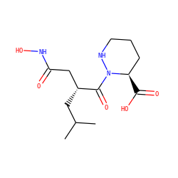 CC(C)C[C@H](CC(=O)NO)C(=O)N1NCCC[C@H]1C(=O)O ZINC000026824769
