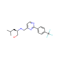 CC(C)C[C@H](CO)NCc1ccnc(-c2ccc(C(F)(F)F)cc2)n1 ZINC000204407322