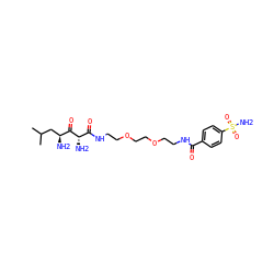 CC(C)C[C@H](N)C(=O)[C@@H](N)C(=O)NCCOCCOCCNC(=O)c1ccc(S(N)(=O)=O)cc1 ZINC000038167555