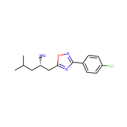CC(C)C[C@H](N)Cc1nc(-c2ccc(Cl)cc2)no1 ZINC000132138876