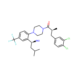 CC(C)C[C@H](N)c1cc(C(F)(F)F)ccc1N1CCN(C(=O)[C@@H](C)Cc2ccc(Cl)c(Cl)c2)CC1 ZINC000036285762