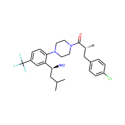 CC(C)C[C@H](N)c1cc(C(F)(F)F)ccc1N1CCN(C(=O)[C@H](C)Cc2ccc(Cl)cc2)CC1 ZINC000036285564