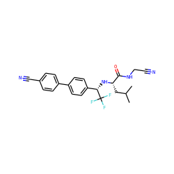 CC(C)C[C@H](N[C@@H](c1ccc(-c2ccc(C#N)cc2)cc1)C(F)(F)F)C(=O)NCC#N ZINC000014971252