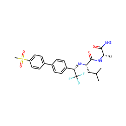 CC(C)C[C@H](N[C@@H](c1ccc(-c2ccc(S(C)(=O)=O)cc2)cc1)C(F)(F)F)C(=O)N[C@@H](C)C(N)=O ZINC000028951327