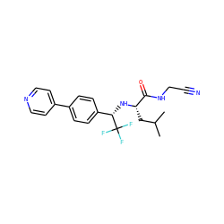 CC(C)C[C@H](N[C@@H](c1ccc(-c2ccncc2)cc1)C(F)(F)F)C(=O)NCC#N ZINC000014971272