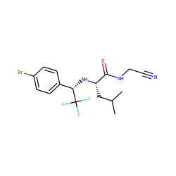 CC(C)C[C@H](N[C@@H](c1ccc(Br)cc1)C(F)(F)F)C(=O)NCC#N ZINC000014971216