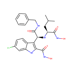 CC(C)C[C@H](N[C@H](C(=O)NCc1ccccc1)c1c(C(=O)NO)[nH]c2cc(Cl)ccc12)C(=O)NO ZINC000098208112