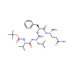 CC(C)C[C@H](NC(=O)[C@@H](NC(=O)OC(C)(C)C)C(C)C)C(=O)N[C@@H](Cc1ccccc1)C(=O)N[C@H](C=O)CCC(N)=O ZINC000026165194