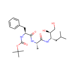 CC(C)C[C@H](NC(=O)[C@H](C)NC(=O)[C@H](Cc1ccccc1)NC(=O)OC(C)(C)C)[C@@H](O)CO ZINC000026384684