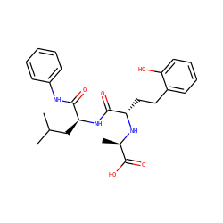 CC(C)C[C@H](NC(=O)[C@H](CCc1ccccc1O)N[C@H](C)C(=O)O)C(=O)Nc1ccccc1 ZINC000026492673